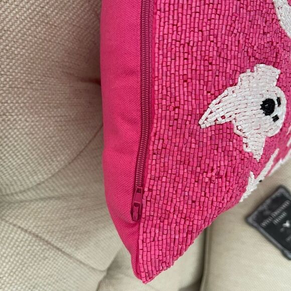 Two Well Dressed Home Beaded Ghost Pillows Hot Pink Tiktok Halloween NWT - Picture 5 of 6